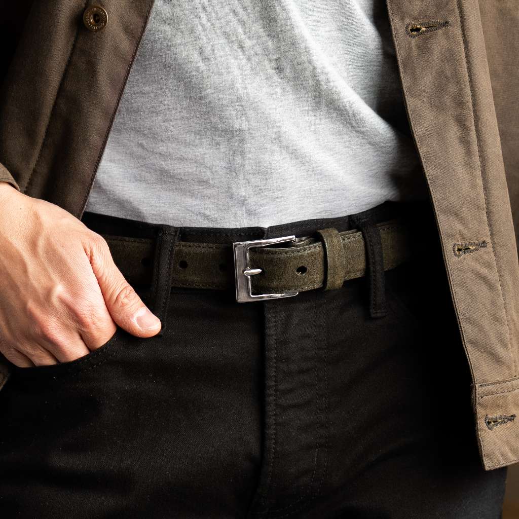 Men's Classic Leather Belt | Dark Olive Suede