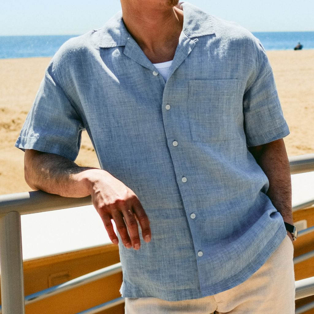 Linen Camp Shirt | Light Blue