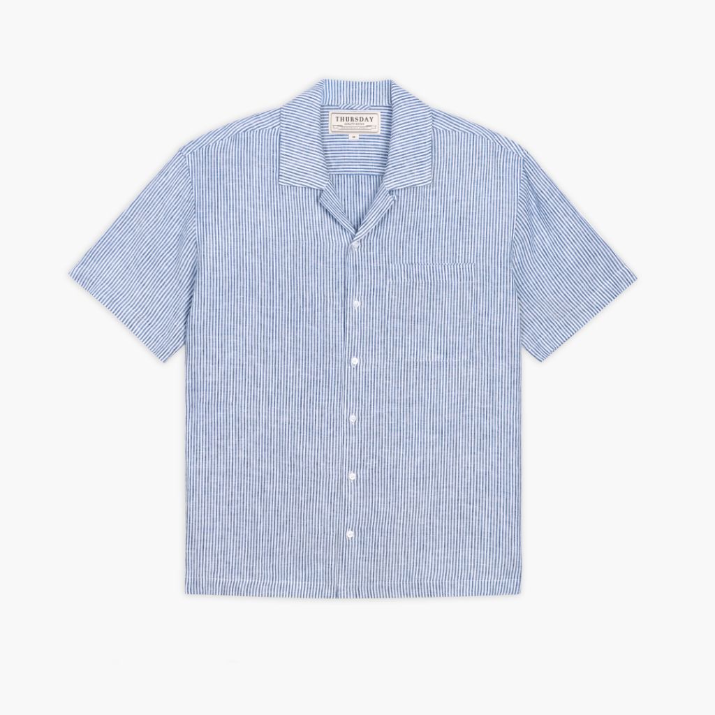 Linen Camp Shirt | White & Indigo