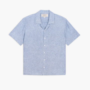 Linen Camp Shirt | White & Indigo