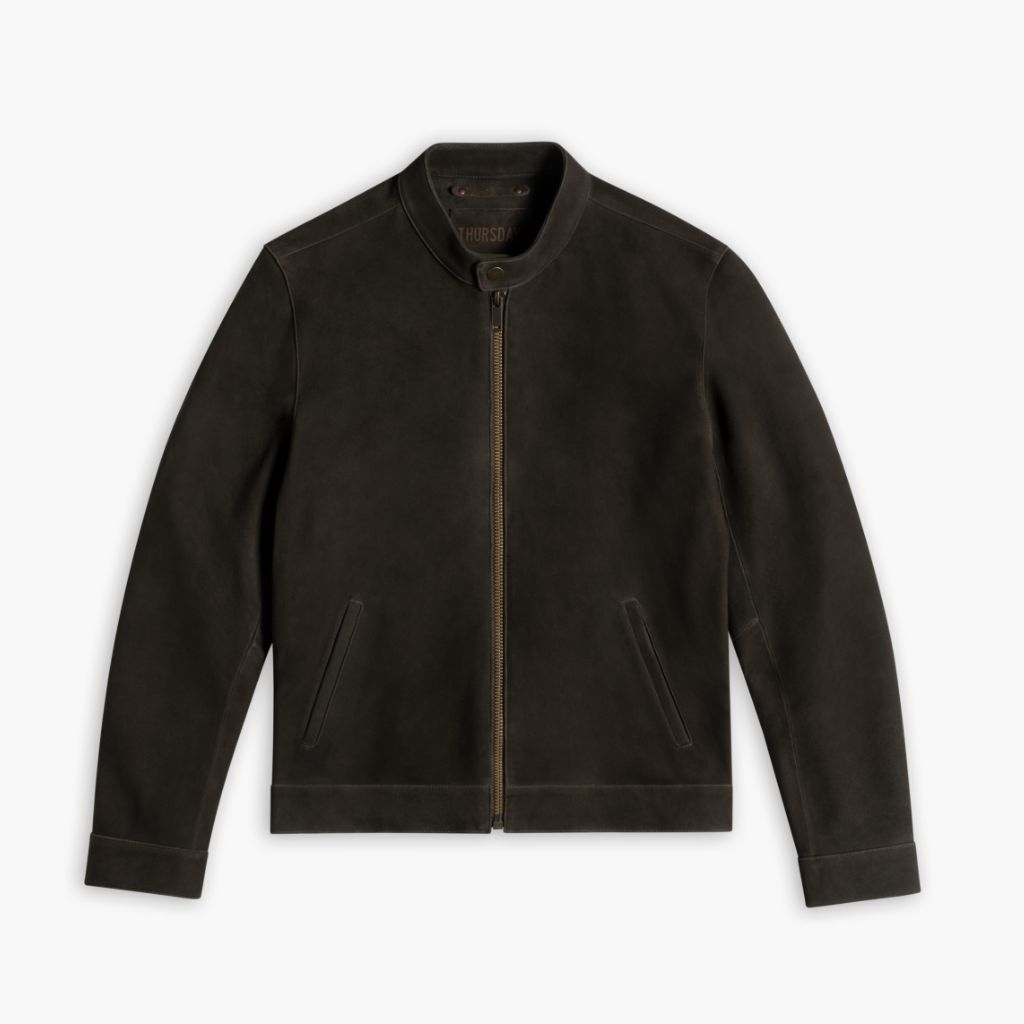 Racer Jacket | Dark Olive Suede