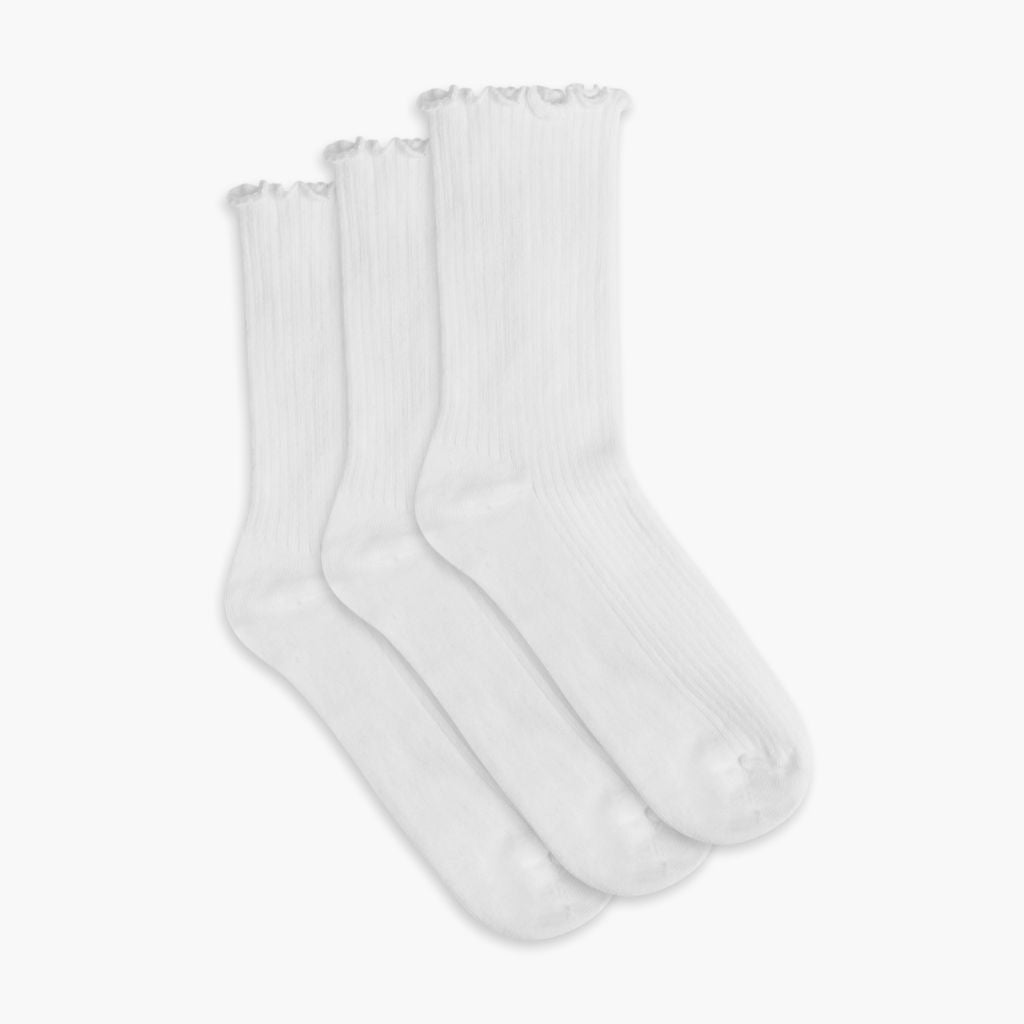 Women’s Ruffle Rib Quarter Sock | White 3-Pack