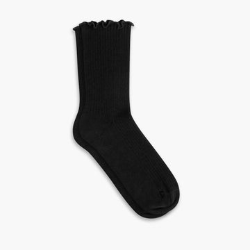 Women’s Ruffle Rib Quarter Sock | Black