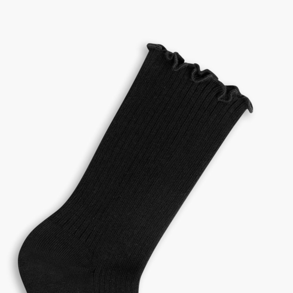 Women’s Ruffle Rib Quarter Sock | Black