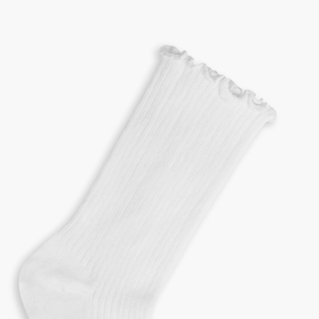 Women’s Ruffle Rib Quarter Sock | White