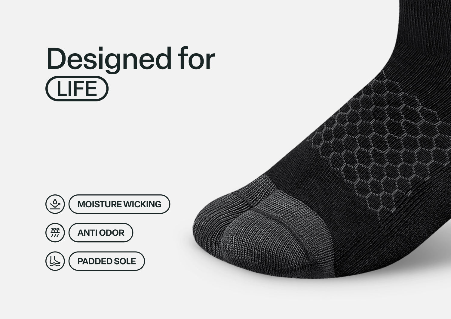 Bunion Relief, Padded Ankle Socks - Black