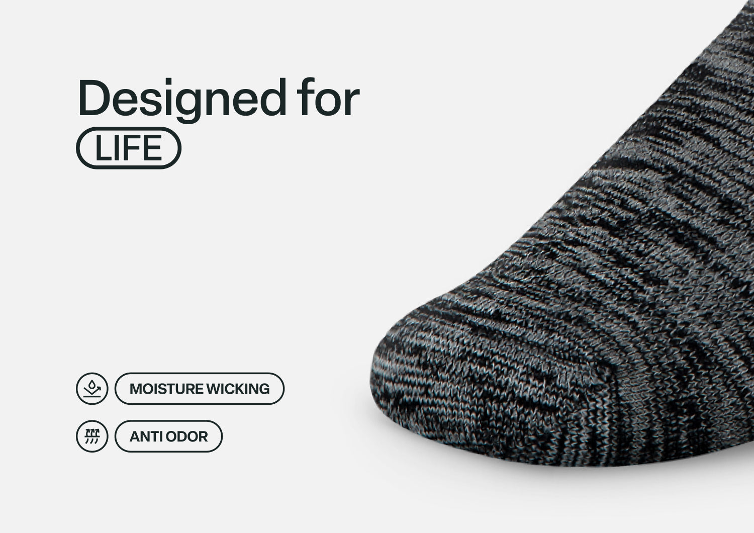 Extra Roomy Socks (Thick) - Black/Gray
