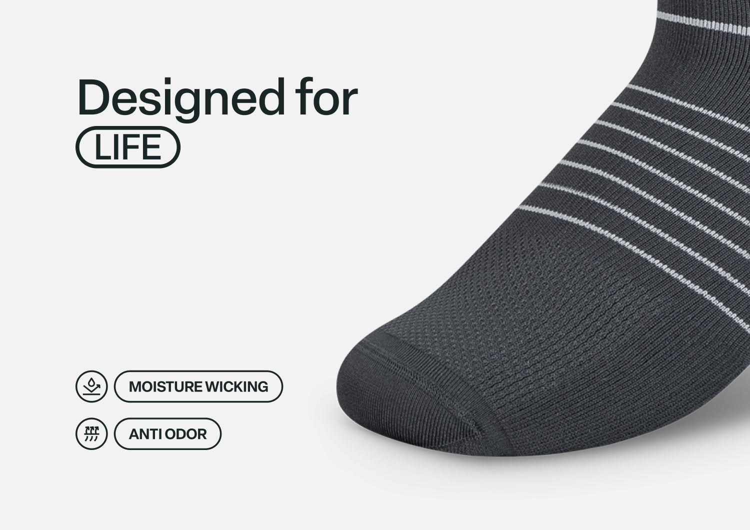 Mid-Calf Compression Socks 18-25 mmHg - Dark Gray