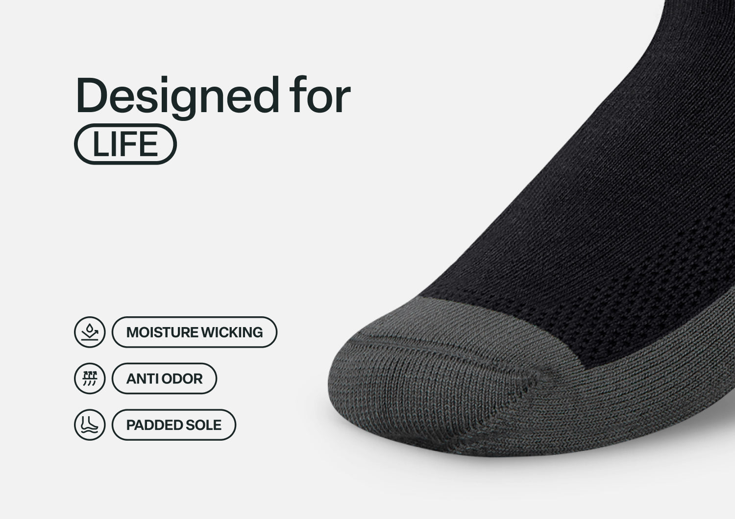 Padded Sole Socks - Charcoal