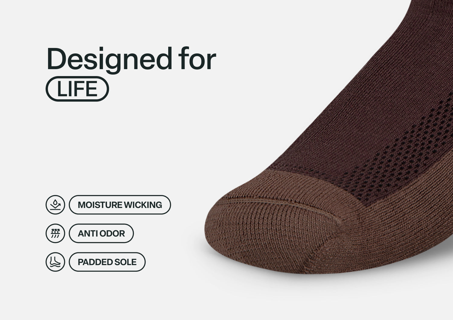 Padded Sole Socks - Dark Brown