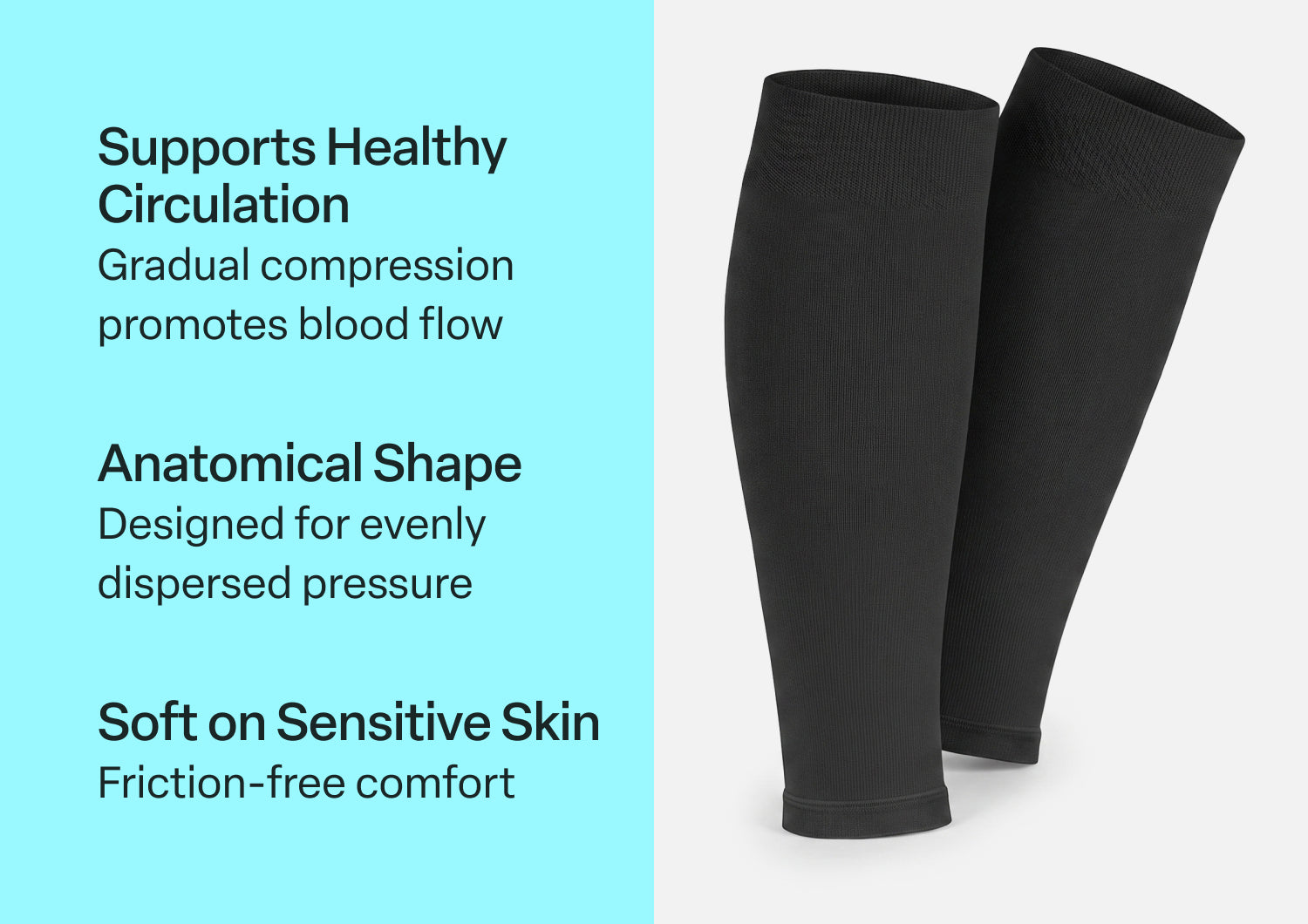 Compression Calf Sleeves Wide 20-30 mmHg - Black