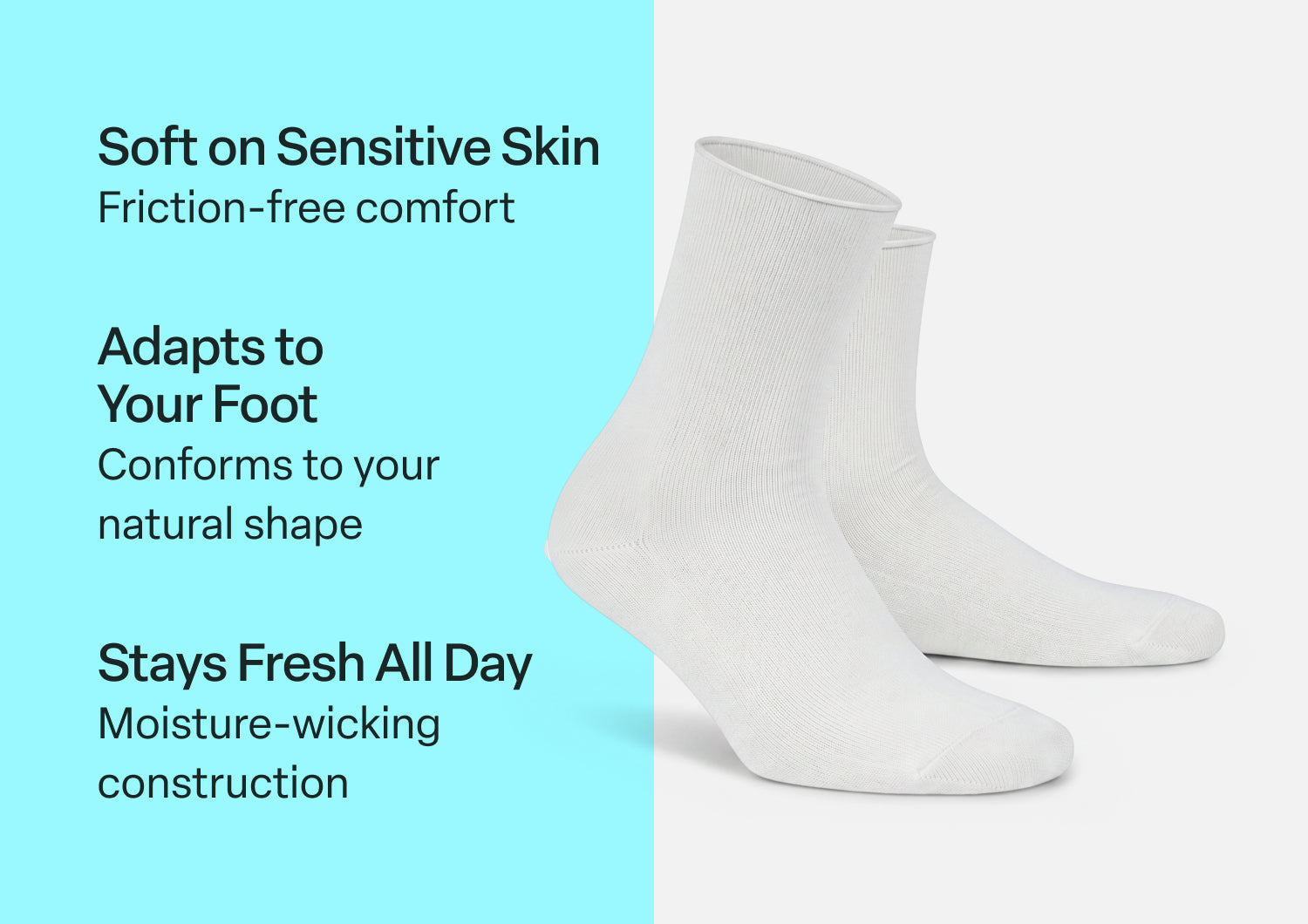 Casual/Dress Diabetic Socks - White
