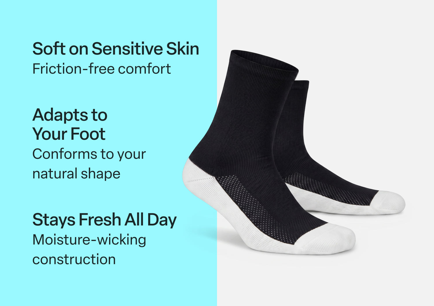 Extra Roomy Diabetic Socks (Thick) - Black
