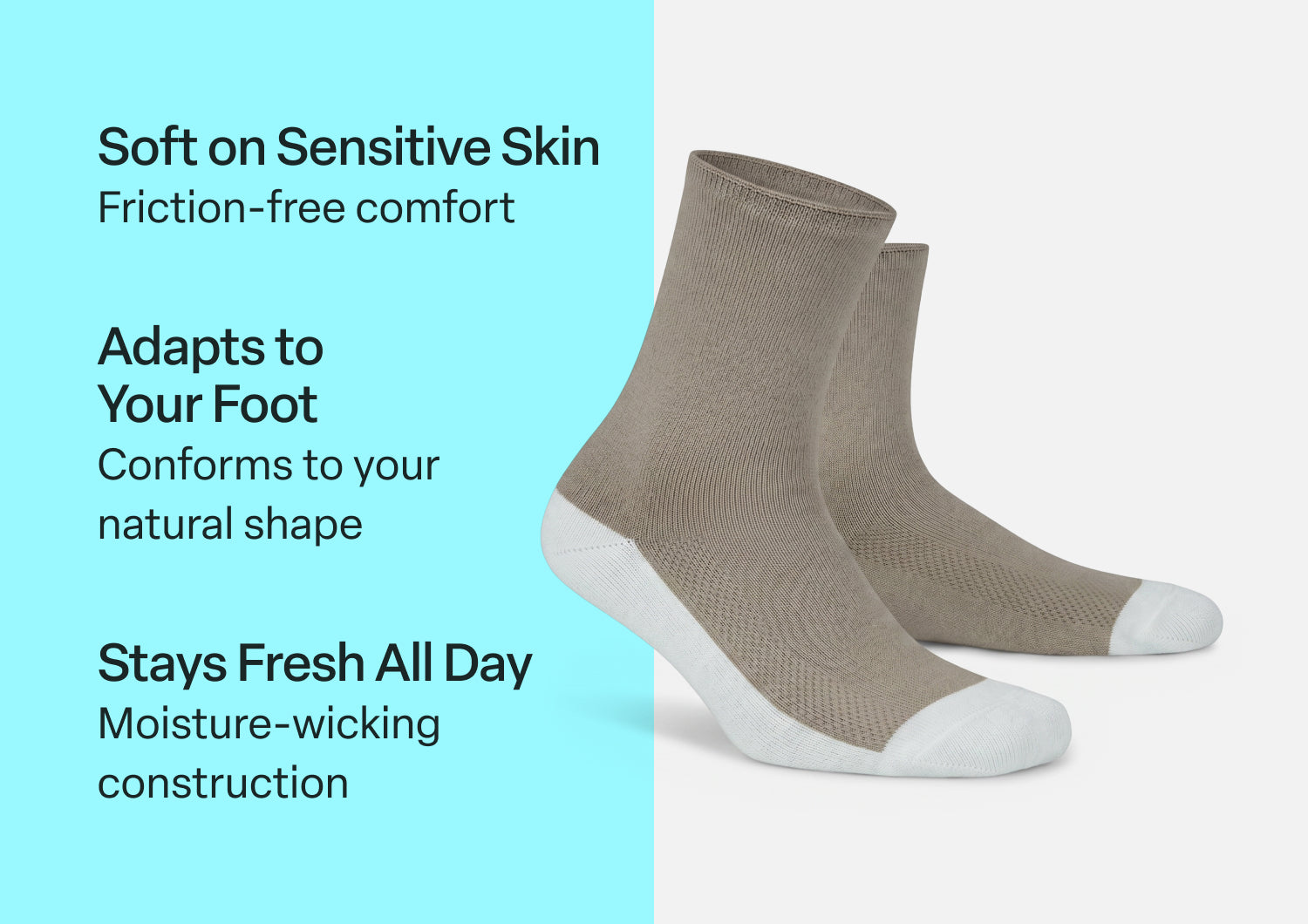 Extra Roomy Diabetic Socks (Thick) - Brown