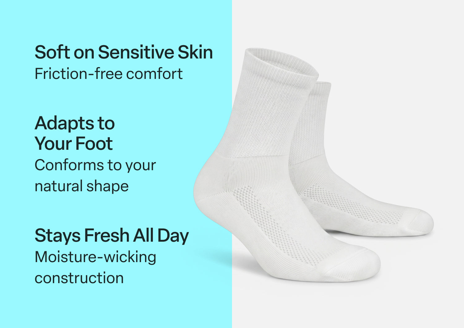 Padded Sole Diabetic Socks - White